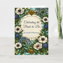 Tarjeta Art Nouveau Green Blue Stained Glass Bridal Shower