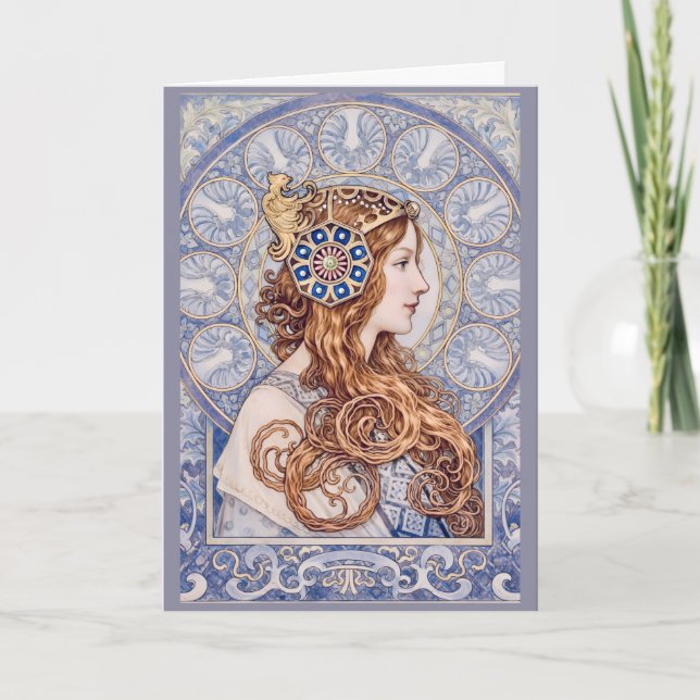 Tarjeta Art Nouveau Queen Portrait (Anverso)