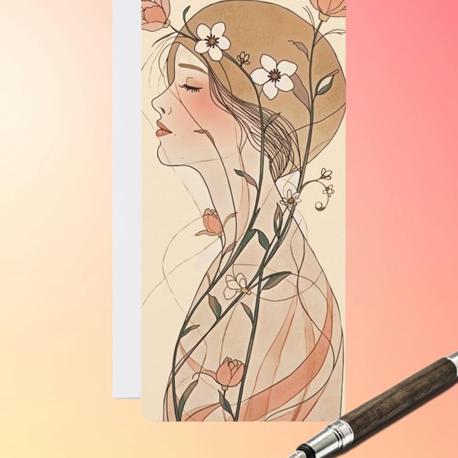 Tarjeta Art Nouveau Woman - Flowing Flowers – Pastels (Subido por el creador)