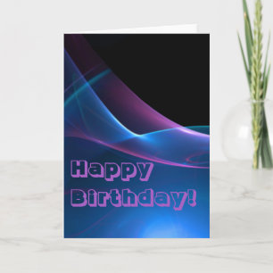 Tarjeta Arte abstracto azul púrpura soñador en blanco por