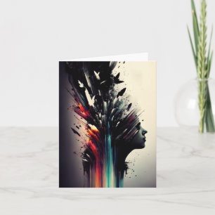 Tarjeta Arte abstracto de Boho con cara chica