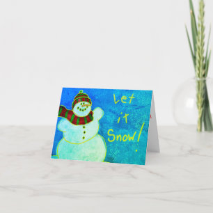 Tarjeta Arte abstracto de muñeco de nieve feliz