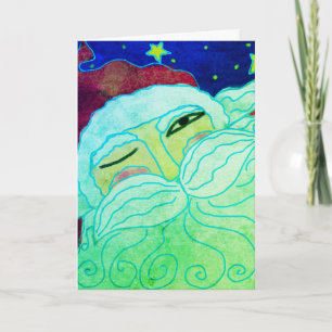 Tarjeta Arte abstracto de Papá Noel guiñando