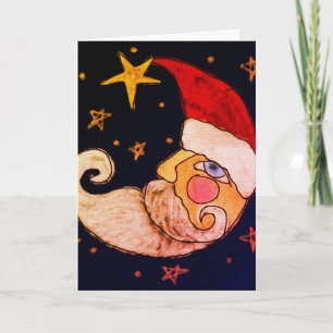 Tarjeta Arte abstracto de Santa Claus de media luna