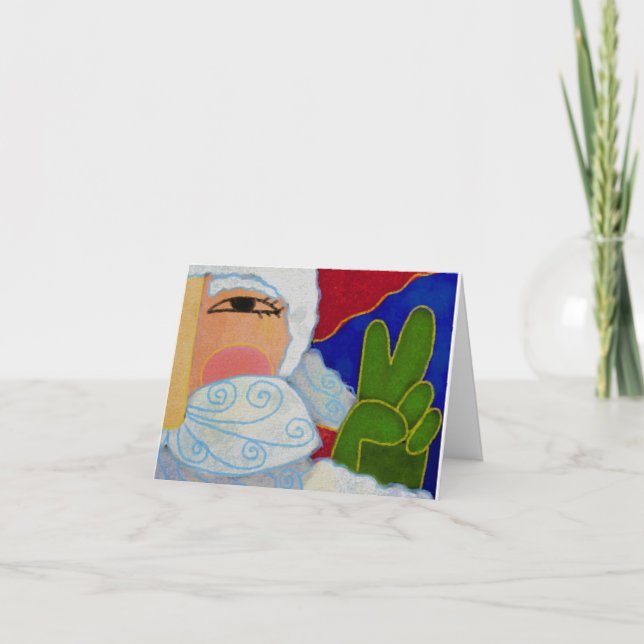Tarjeta Arte abstracto del signo de la paz de Santa Claus (Anverso)