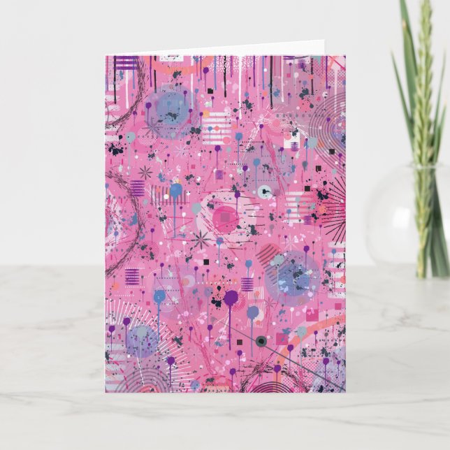 Tarjeta Arte abstracto maximalista rosa (Anverso)