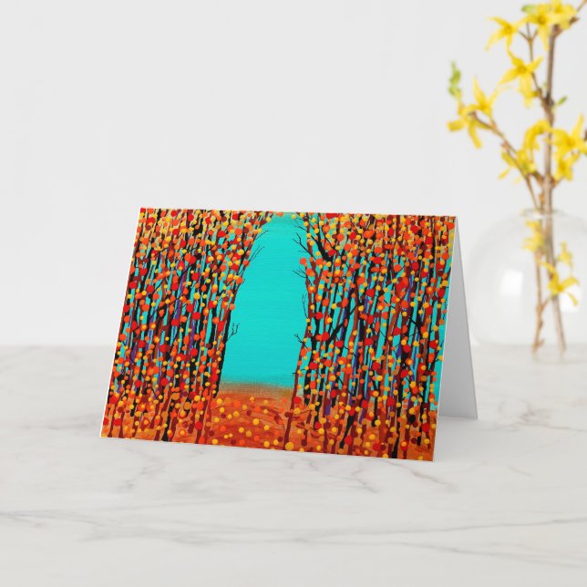 Tarjeta arte abstracto original Color Otoño (flor amarilla)