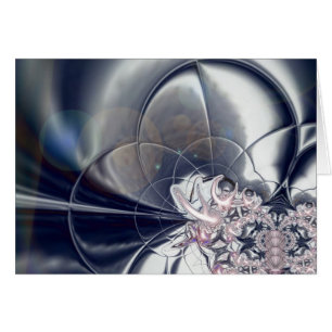 Tarjeta Arte Abstracto Perlas Plateadas y Rosadas