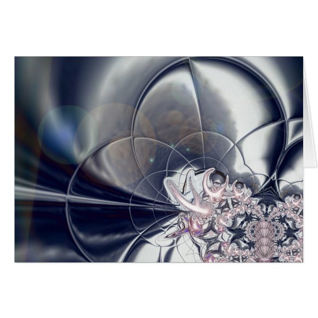 Tarjeta Arte Abstracto Perlas Plateadas y Rosadas (Anverso (Horizontal))