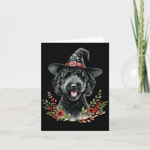 Tarjeta Arte acuarela de Halloween de perro Labradoodle ne