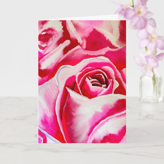 Tarjeta Arte acuarela de rosa (Orquídea)