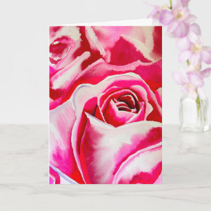 Tarjeta Arte acuarela de rosas rosadas