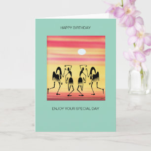 Tarjeta Arte africano, cumpleaños de baile interrumpido