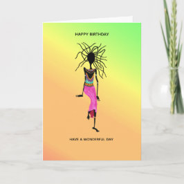 Tarjeta Arte africano, cumpleaños de mujer colorida