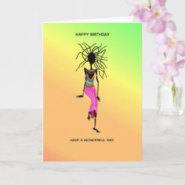 Tarjeta Arte africano, cumpleaños de mujer colorida