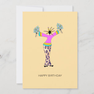 Tarjeta Arte africano, dama abstracta y cumpleaños floral