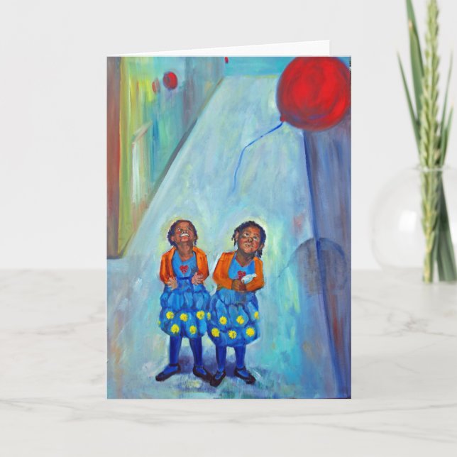 Tarjeta arte afroamericano de los globos de los niños de (Anverso)