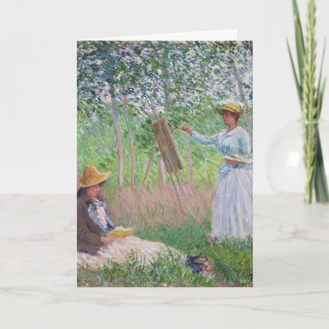 Tarjeta Arte antiguo bosque de luz moteada de Monet (Anverso)