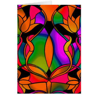 Tarjeta Arte Antiguo Vidrio Emplomado Colorido