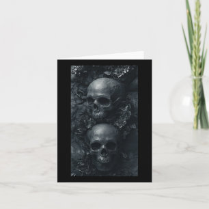 Tarjeta Arte botánico de cráneo grunge estético gótico con