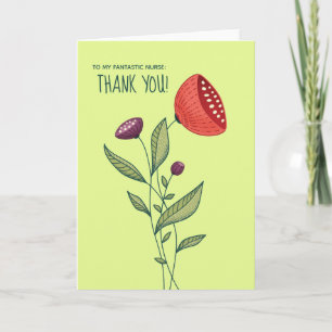 Tarjeta Arte botánico de flores de primavera Gracias enfer