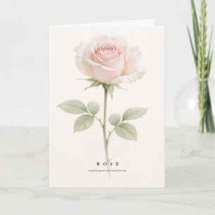 Tarjeta Arte Botánico Rosa Rubor Símbolo de Gracia y Alegr