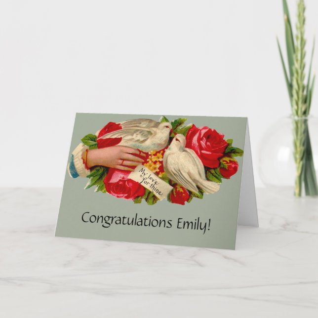 Tarjeta Arte clásico de palomas de amor victoriano (Anverso)