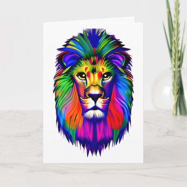 Tarjeta Arte Colorido de Cara de León (Anverso)