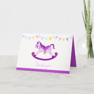 Tarjeta Arte de acuarela de caballo mecedora púrpura para 