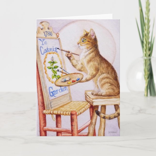 Tarjeta Arte de acuarela de pintura de gatos de tabby marr (Anverso)