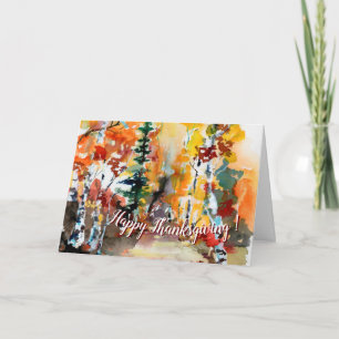 Tarjeta Arte de acuarela tradicional de otoño en el Día de