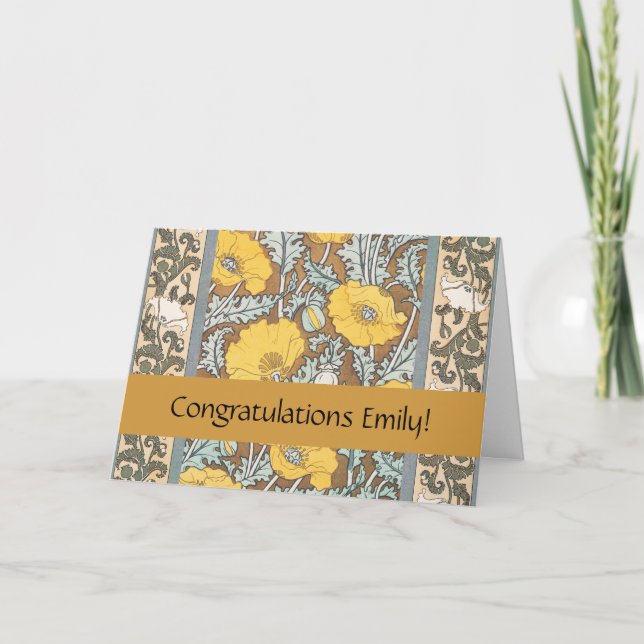 Tarjeta arte de amapola flor amarillo ilustracion (Anverso)
