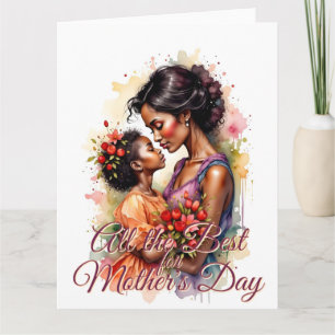 Tarjeta Arte de amor del día de la madre en estilo acuarel