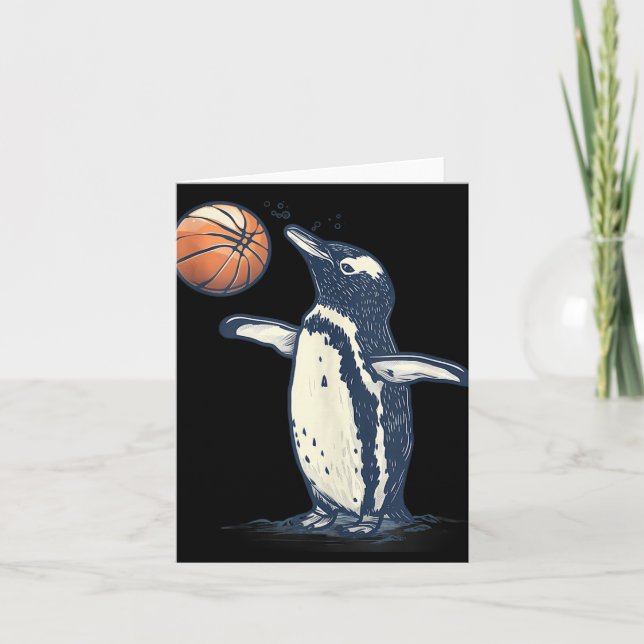 Tarjeta Arte de animal de baloncesto Pingüino Amante de ba (Anverso)