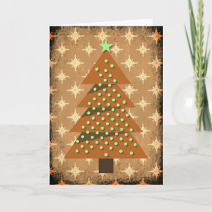 Tarjeta Arte de árbol de Navidad de estilo vintage en marr