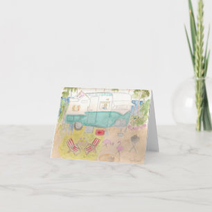 Tarjeta Arte de arrastre - Campamento de playa de Shasta