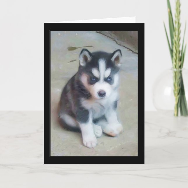 Tarjeta Arte de cachorro siberiano Husky (Anverso)