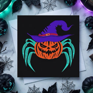Tarjeta Arte de calabaza de Halloween espeluznante con ara