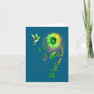 Tarjeta Arte de cáncer de conducto biliar girasol colibrí