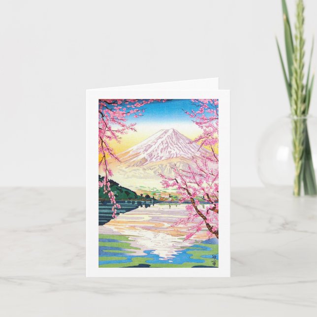Tarjeta Arte de cerezo en primavera de Fuji japonés en Gua (Anverso)
