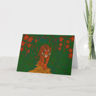 Tarjeta Arte de cloisonne Tigre en el camino de la selva