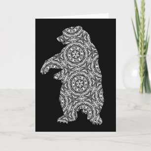 Tarjeta Arte de color geométrico del oso blanco negro