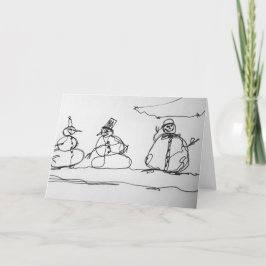 Tarjeta Arte de contorno de muñeco de nieve