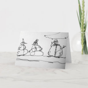 Tarjeta Arte de contorno de muñeco de nieve