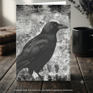 Tarjeta Arte de Cuervo con Acabado Gris Oscuro Académico