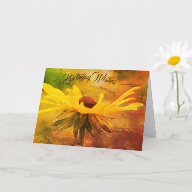 Tarjeta Arte de Cumpleaños de Flor de Susan de Ojos Negros (Planta pequeña)
