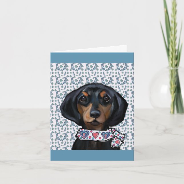 Tarjeta Arte de Dachshund de Navidad     (Anverso)