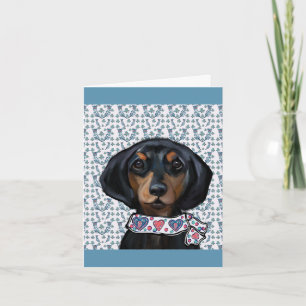 Tarjeta Arte de Dachshund de Navidad