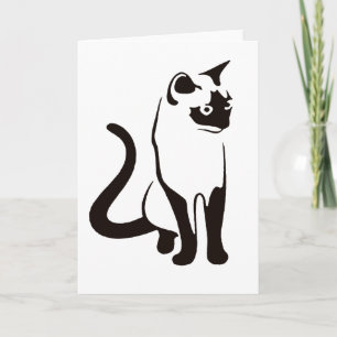 Tarjeta Arte de esquema negro Minimalista de gato tailandé