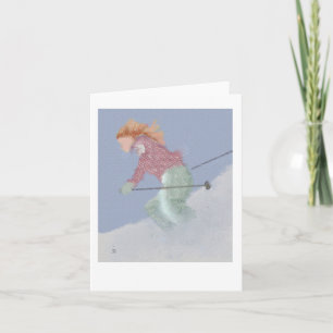 Tarjeta Arte de esquiadora femenina